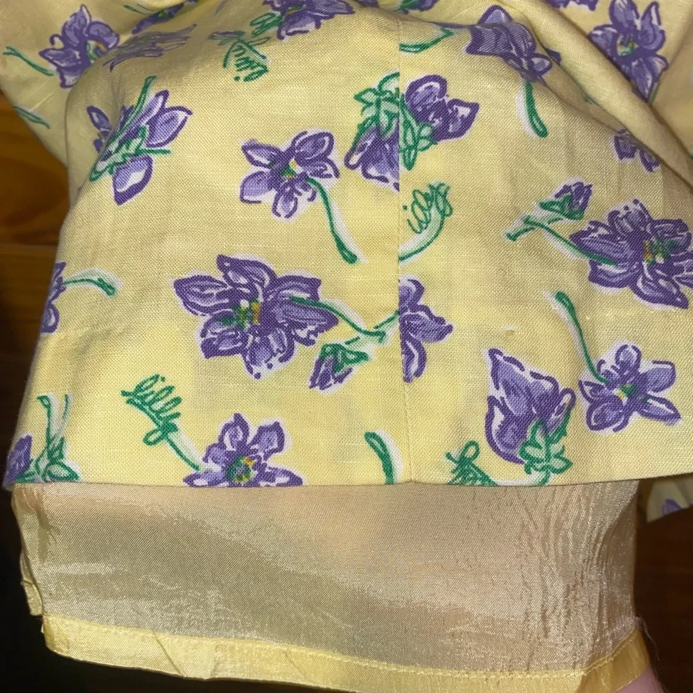 VINTAGE LILLY PULITZER PASTEL FLORAL COTTON LINEN MINI GOWN BABYDOLL SHIFT DRESS - Picture 4 of 7